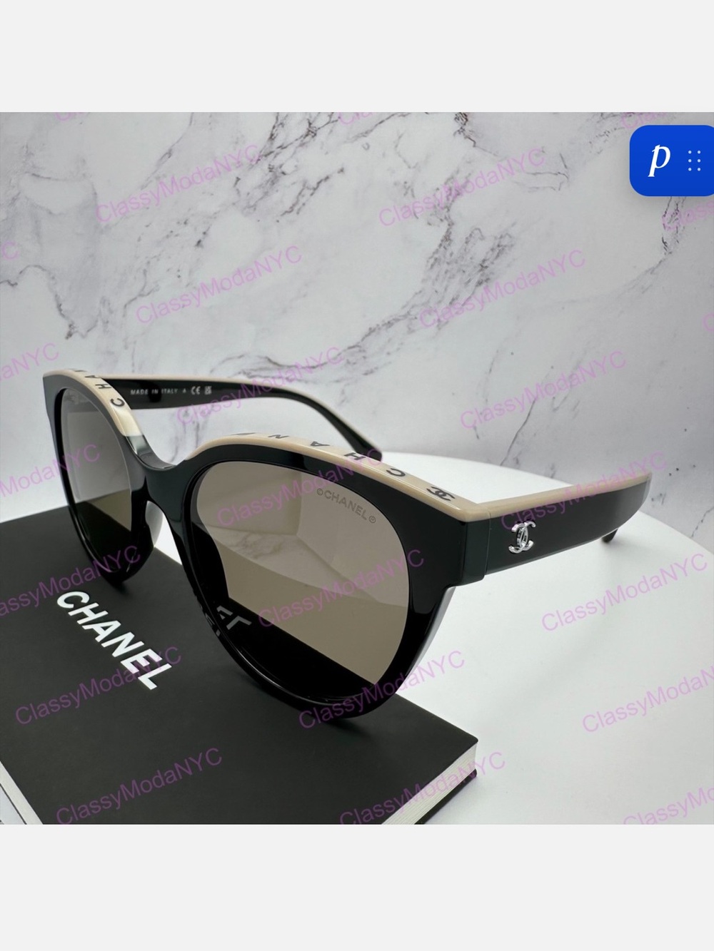 CHANEL Black and light pink Cat-Eye Sunglasses with Gradient Lenses brand new